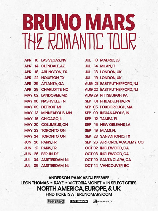 BRUNO MARS THE ROMANTIC TOUR